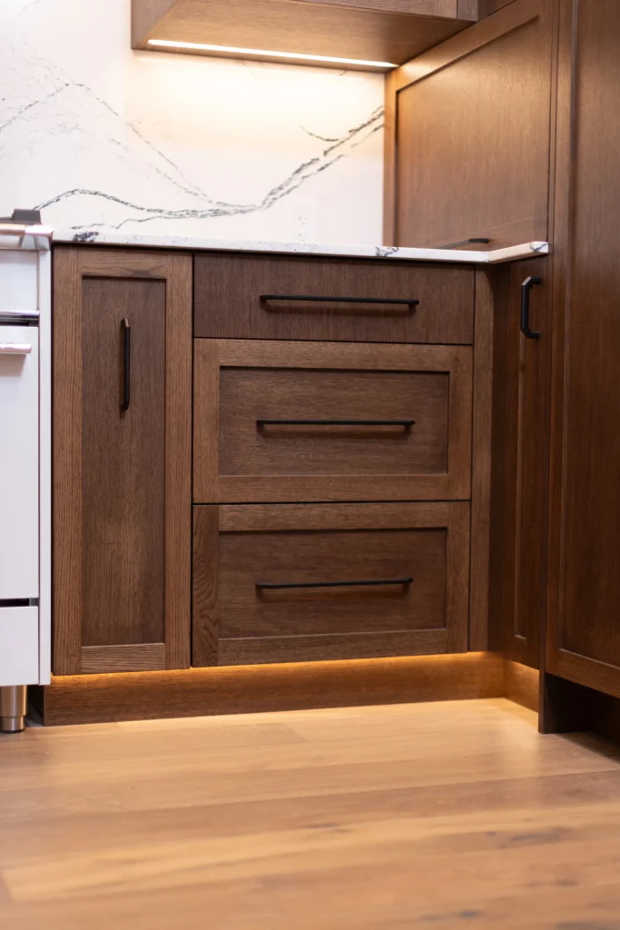 Wide-plank flooring installed in a Nordic Place home by Tantalus Floors