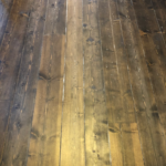 Wide-plank fir grain in Jacobean stain, Scandinave Spa