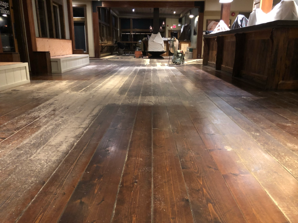Fir floor mid-sand at Scandinave Spa Whistler