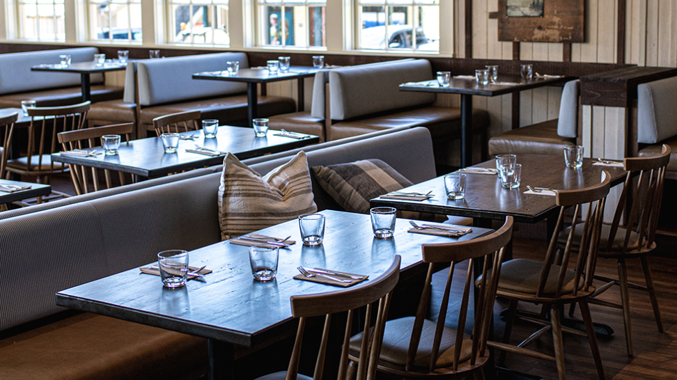 Autostrada Oyster Bar & Grill dining room and booths, Fir floor