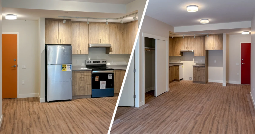 Mt Fee finished suites with glue-down vinyl plank flooring